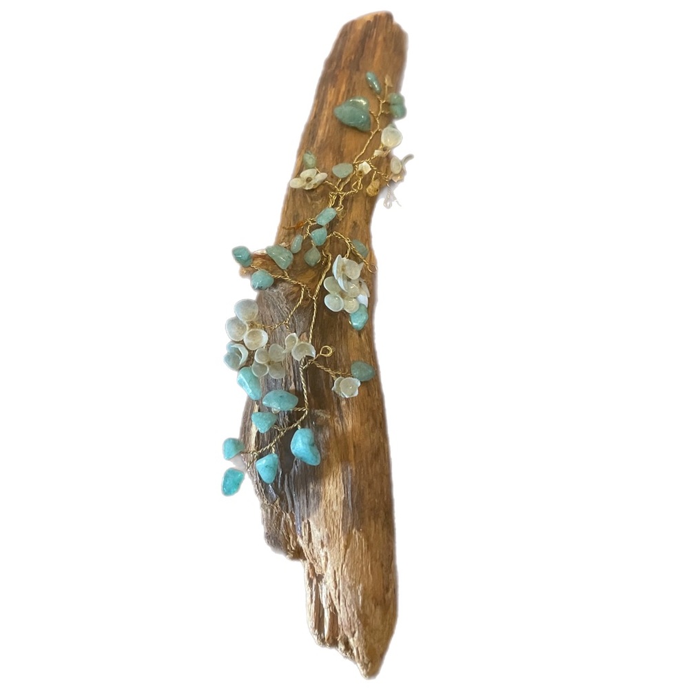 Hand Crafted Drifrtwood Wall Decor Shell Embellished 10”
